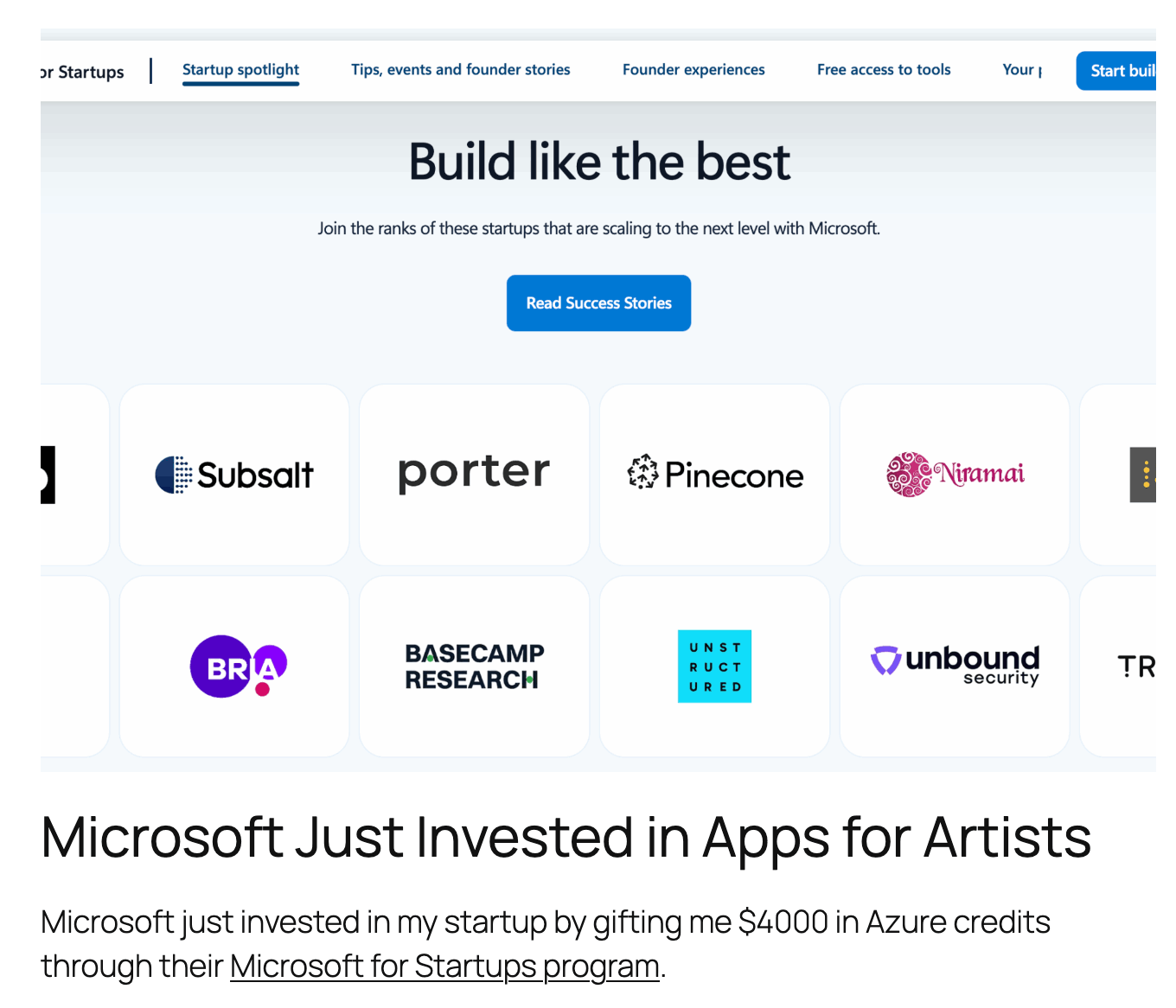 Microsoft have Invested in Apps for Artists (a trading name of Freeman Marketing Services LTD)